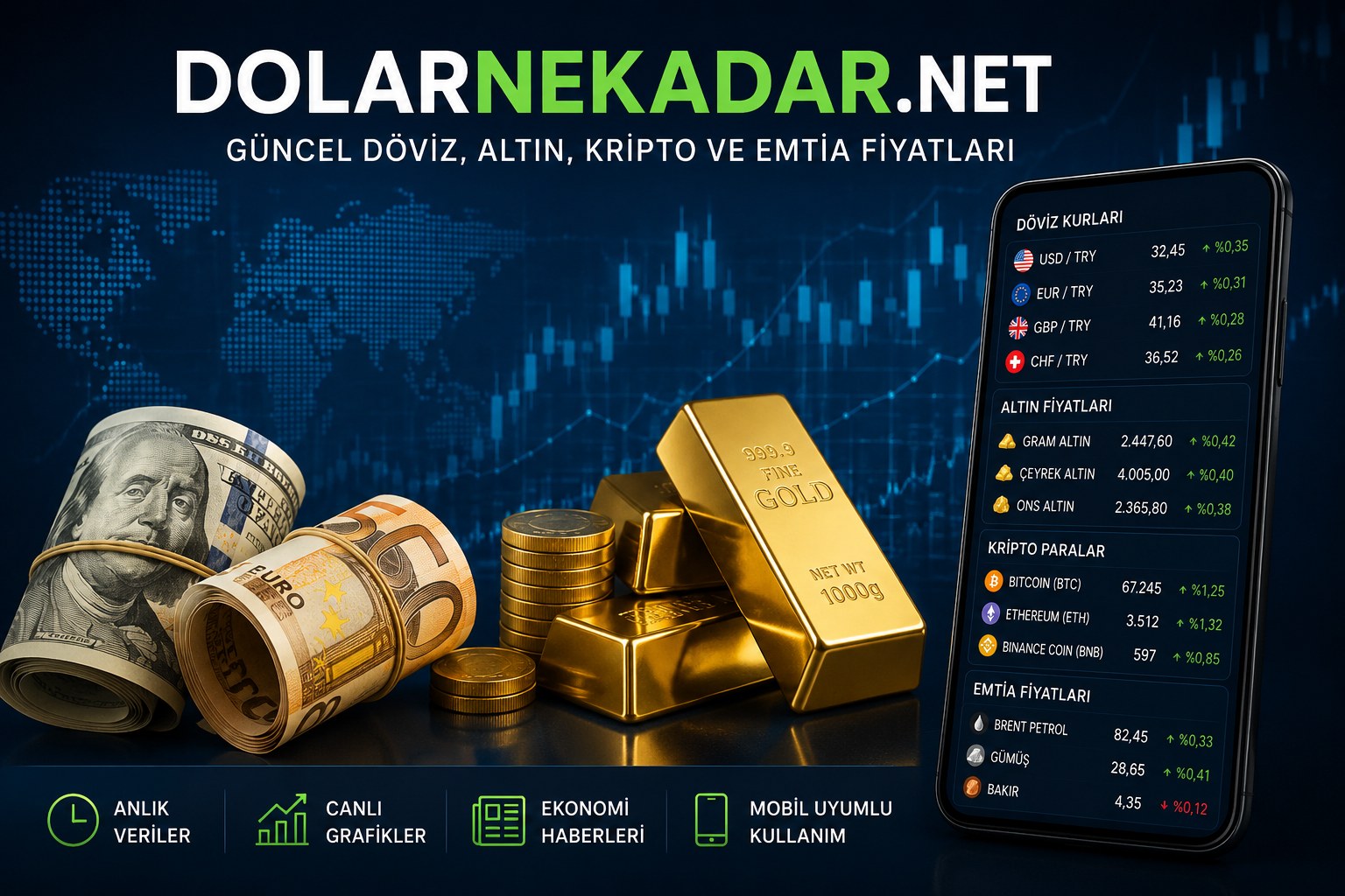 DolarNeKadar.net – Güncel Döviz, Altın, Kripto ve Emtia Fiyatları